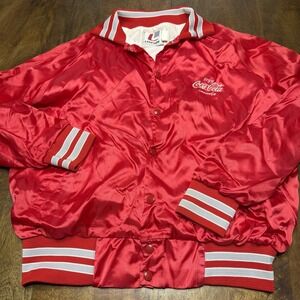 Vintage 80s 90s Coca Cola Satin Bomber Jacket Large USA